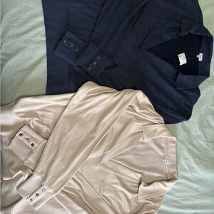 Kismet Women's V-Neck Sweaters in Navy and Beige